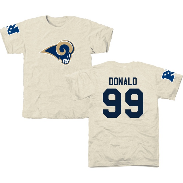 Los Angeles Rams #99 Aaron Donald White Name & Number Tri-Blend T-shirt