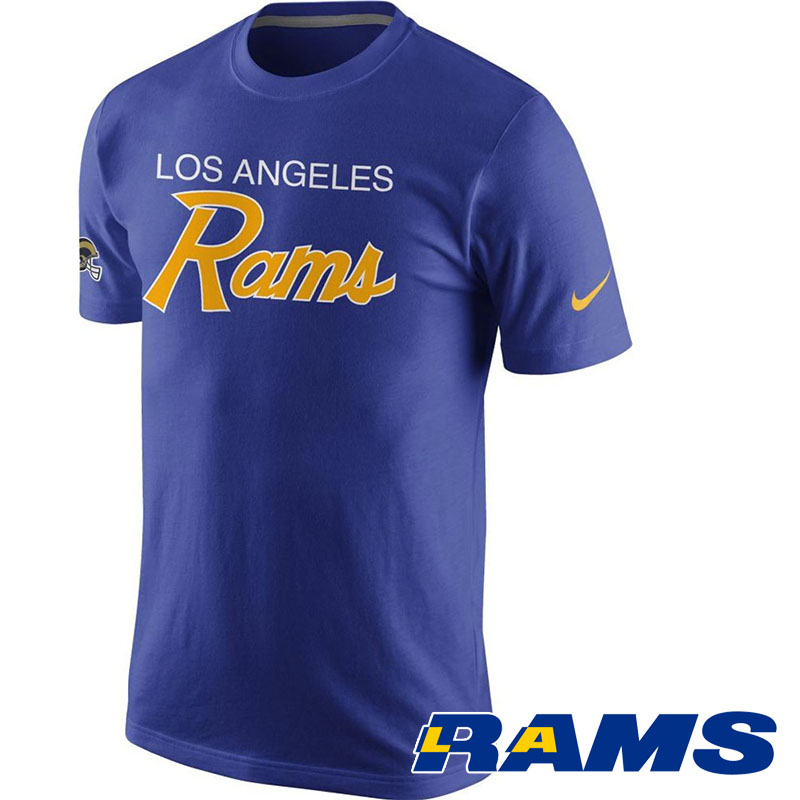 Los Angeles Rams Blue Team Graphics Script Word T-shirt