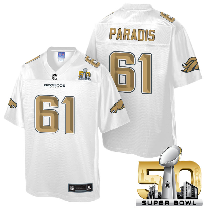 Denver Broncos #61 Matt Paradis White 2016 Super Bowl 50th Pro Line Fashion Jersey