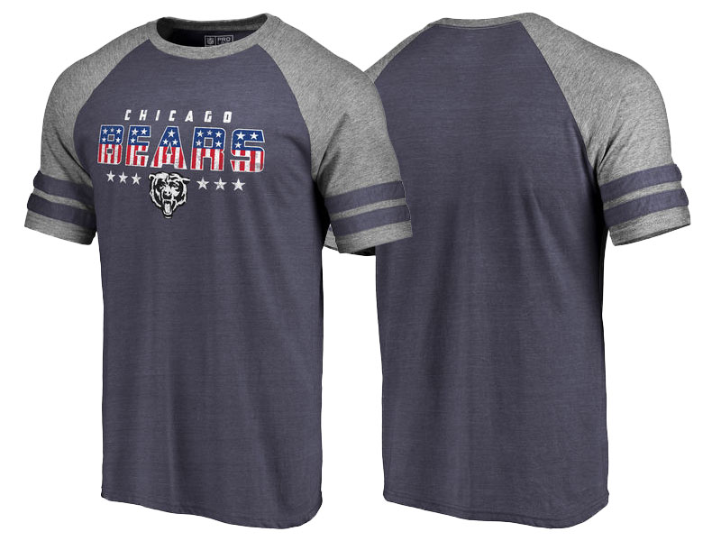 Chicago Bears Navy Gray Spangled Raglan Sleeve T-Shirt