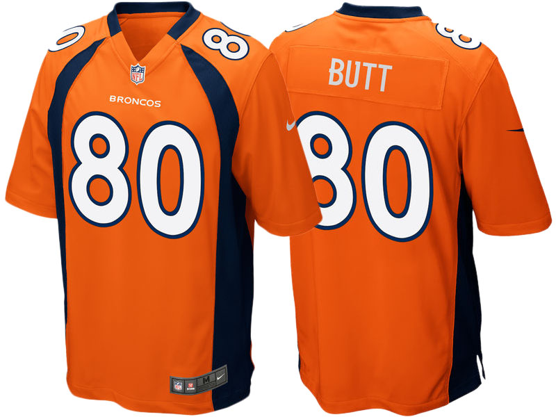 Men's Denver Broncos Jake Butt Orange 2017 Draft Pick Game Jersey