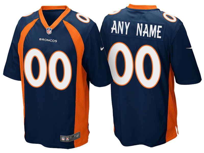 Men's Denver Broncos Navy Blue Custom Game Jersey