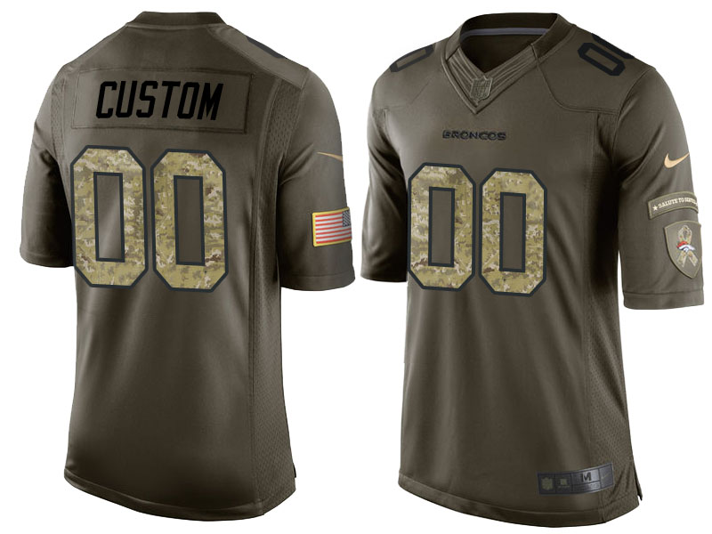 Men's Denver Broncos Olive Customized Camo Salute to Service Jersey