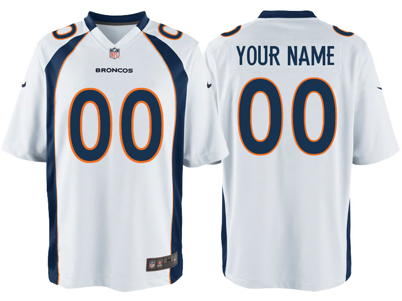 Men's Denver Broncos White Custom Game Jersey