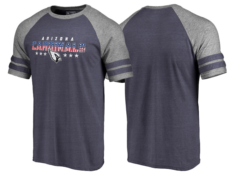 Arizona Cardinals Navy Gray Spangled Raglan Sleeve T-Shirt