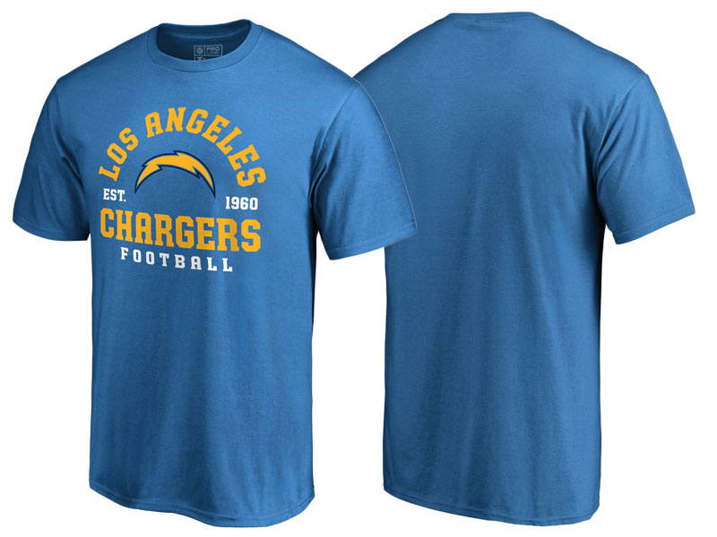 Men's Los Angeles Chargers Blue Full Back T-Shirt