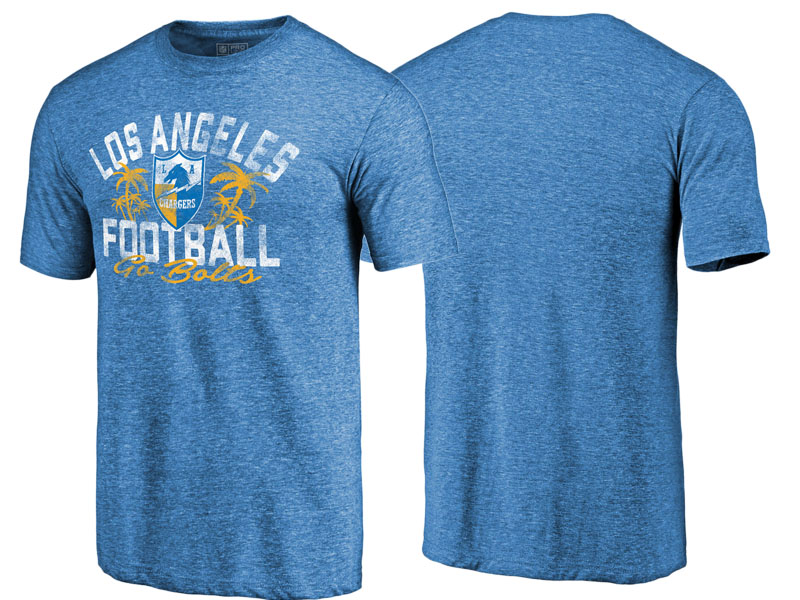 Men's Los Angeles Chargers Blue Hometown Collection Football Tri-Blend T-Shirt