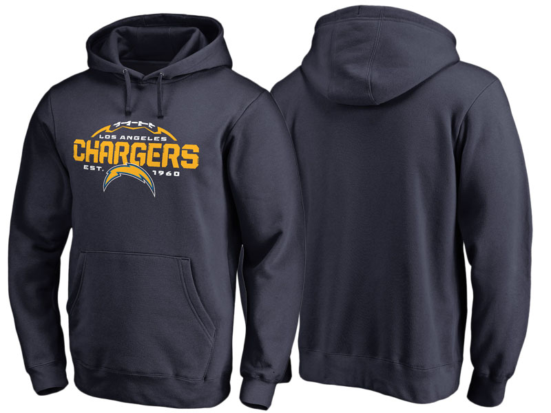 Men's Los Angeles Chargers Navy Flea Flicker Pullover Hoodie