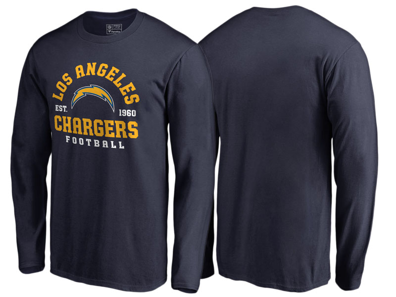 Men's Los Angeles Chargers Navy Full Back Long Sleeve T-Shirt