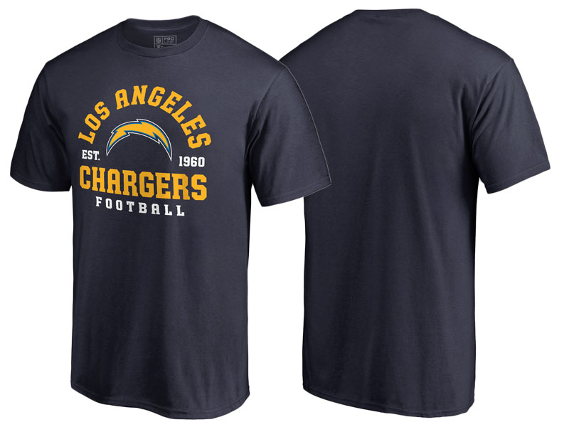 Men's Los Angeles Chargers Navy Full Back T-Shirt