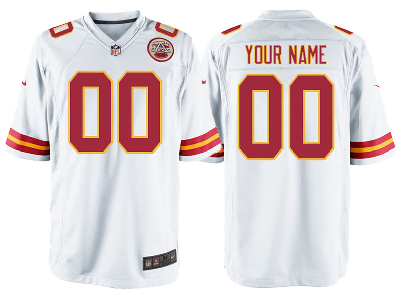 Men's Kansas City Chiefs White Custom Game Jersey