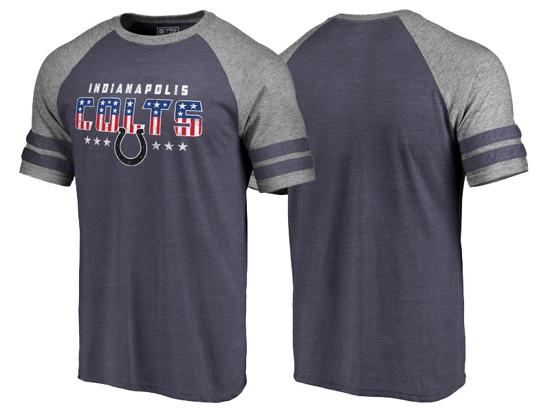 Indianapolis Colts Navy Gray Spangled Raglan Sleeve T-Shirt