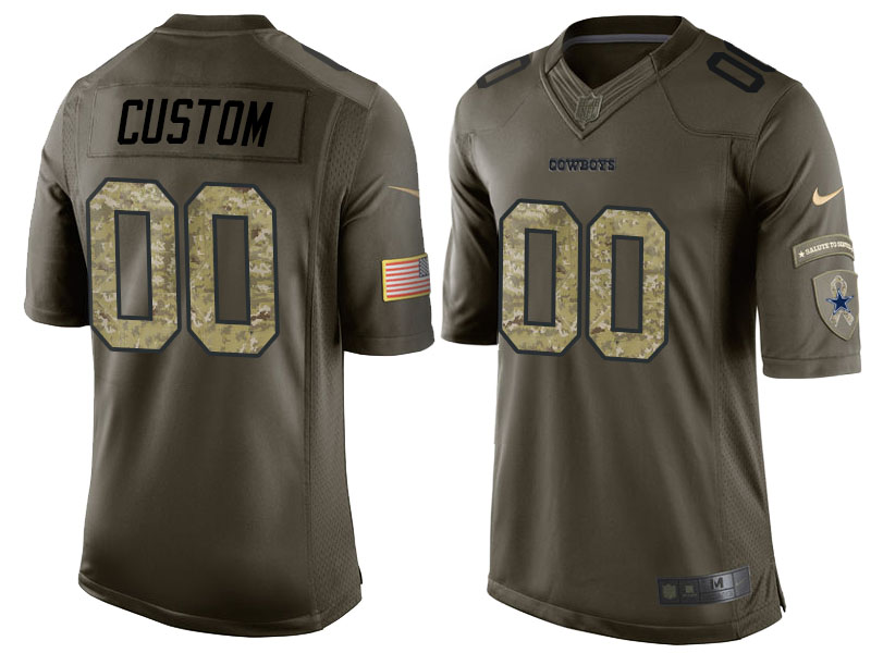 Men's Dallas Cowboys Olive Customized Camo Salute to Service Jersey