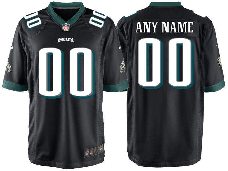 Men's Philadelphia Eagles Black Custom Game Jersey