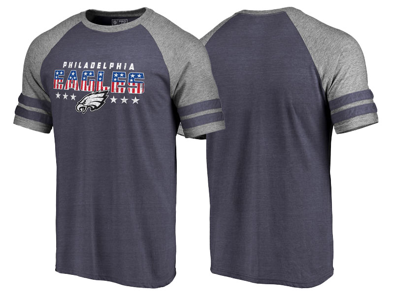 Philadelphia Eagles Navy Gray Spangled Raglan Sleeve T-Shirt