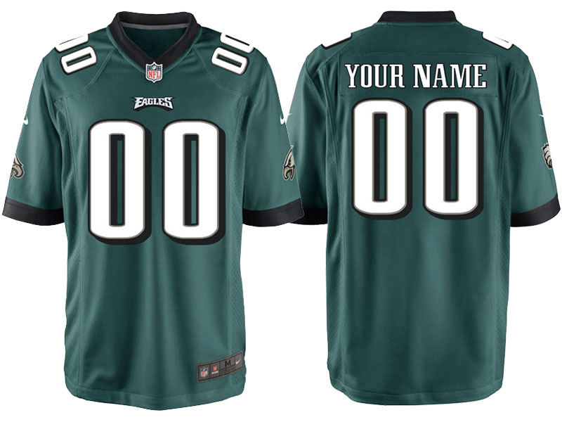 Men's Philadelphia Eagles Green Custom Game Jersey