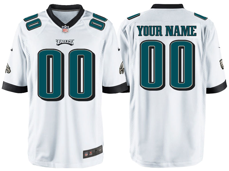 Men's Philadelphia Eagles White Custom Game Jersey