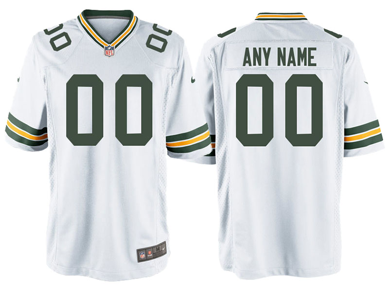 Men's Green Bay Packers White Custom Game Jersey