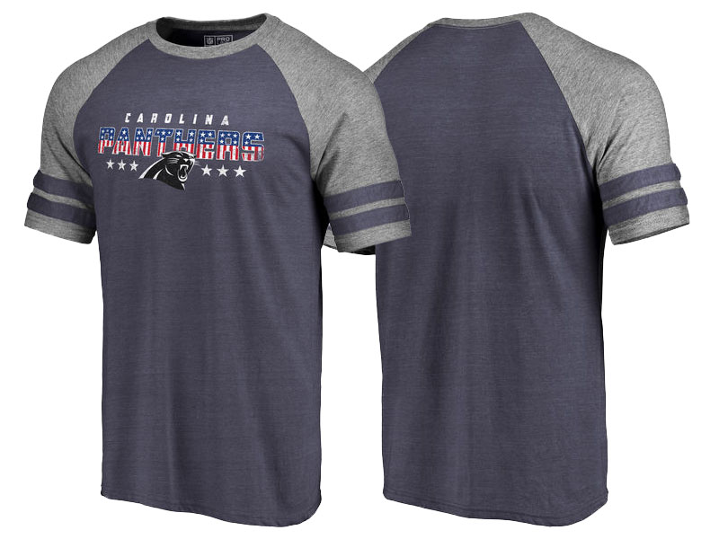 Carolina Panthers Navy Gray Spangled Raglan Sleeve T-Shirt