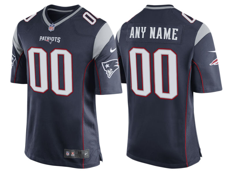 Men's New England Patriots Navy Custom Game Jersey