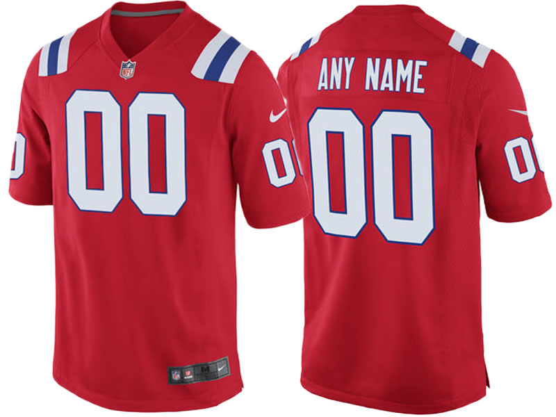 Men's New England Patriots Red Custom Throwback Game Jersey