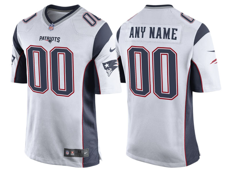 Men's New England Patriots White Custom Game Jersey