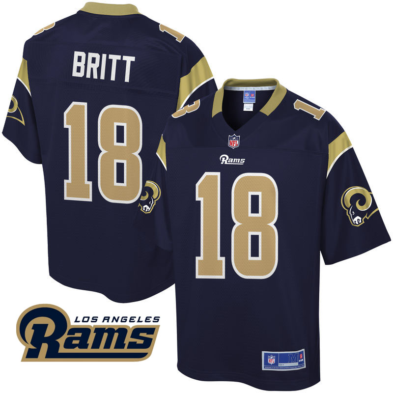 Men's Los Angeles Rams #18 Kenny Britt Navy Pro Line Jersey