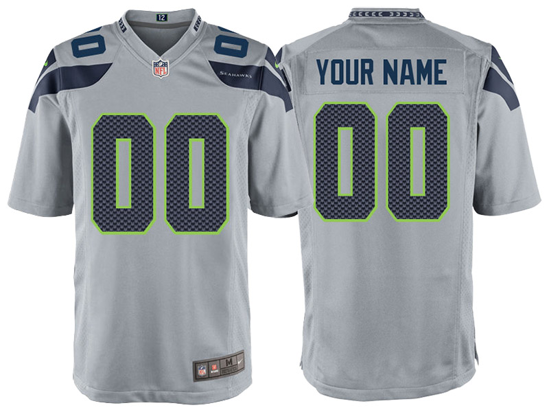 Men's Seattle Seahawks Gray Custom Game Jersey