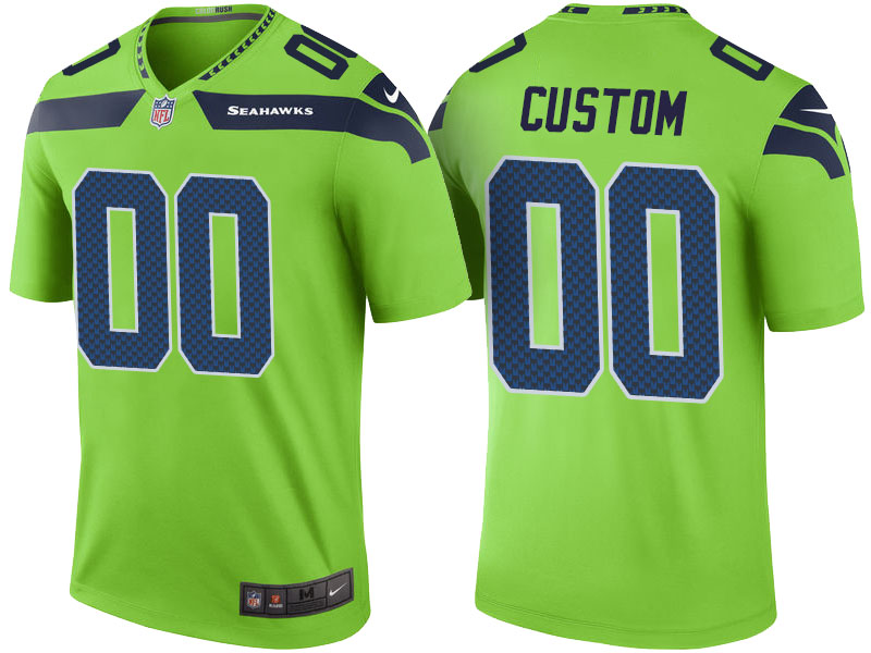 Seattle Seahawks Green Custom Color Rush Legend Jersey