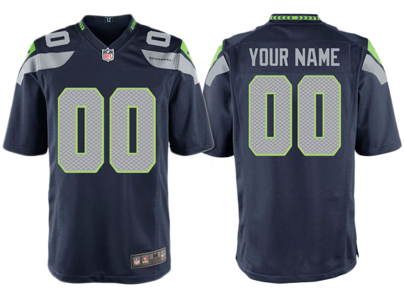 Men's Seattle Seahawks Navy Custom Game Jersey