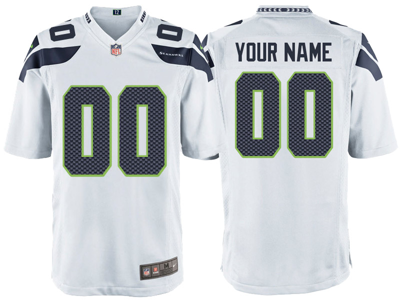 Men's Seattle Seahawks White Custom Game Jersey