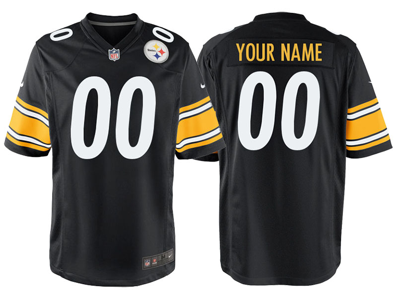 Men's Pittsburgh Steelers Black Custom Game Jersey