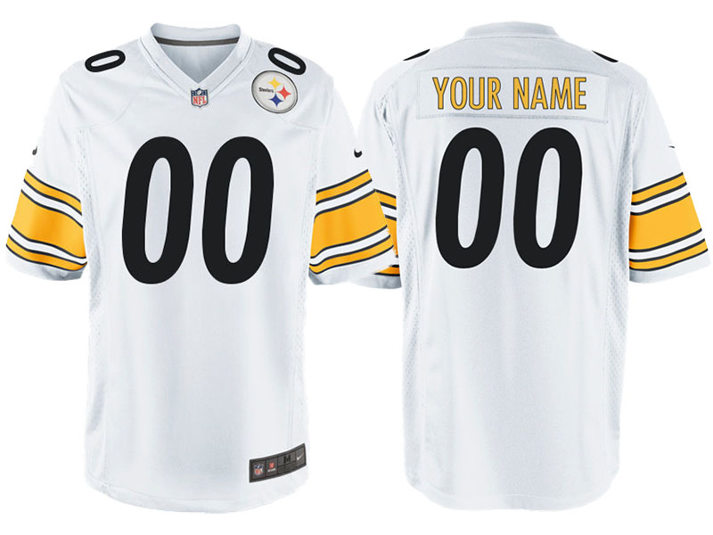 Men's Pittsburgh Steelers White Custom Game Jersey