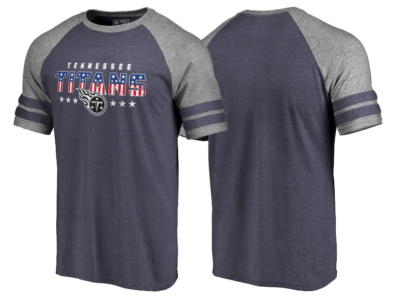 Tennessee Titans Navy Gray Spangled Raglan Sleeve T-Shirt