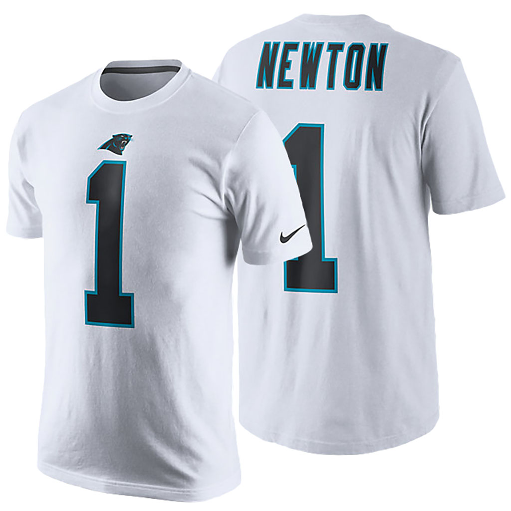 Men Carolina Panthers #1 Cam Newton White Color Rush Training T-shirt