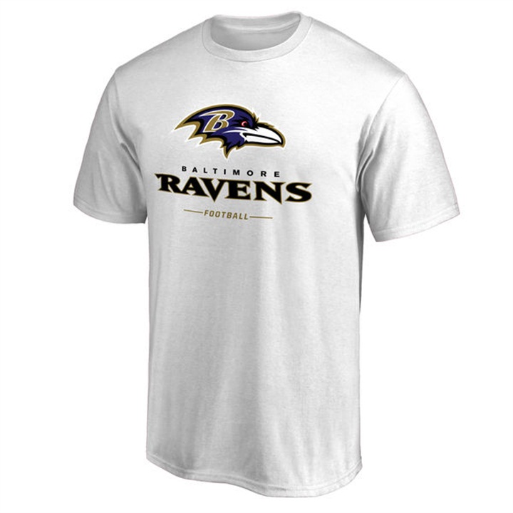 Mens Baltimore Ravens White Team Lockup Wordmark T-shirt