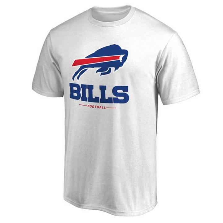 Mens Buffalo Bills White Team Lockup Wordmark T-shirt