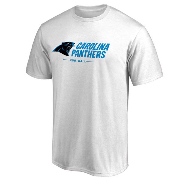 Mens Carolina Panthers White Team Lockup Wordmark T-shirt