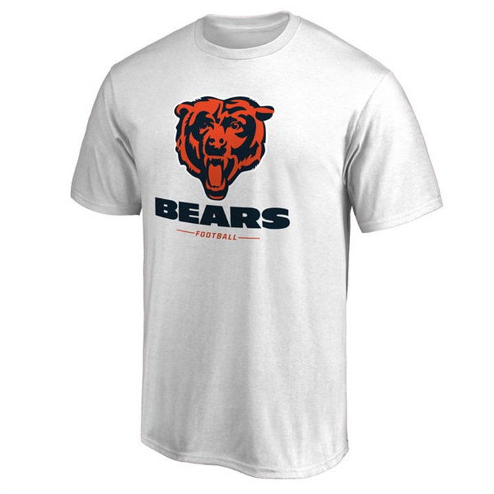 Mens Chicago Bears White Team Lockup Wordmark T-shirt