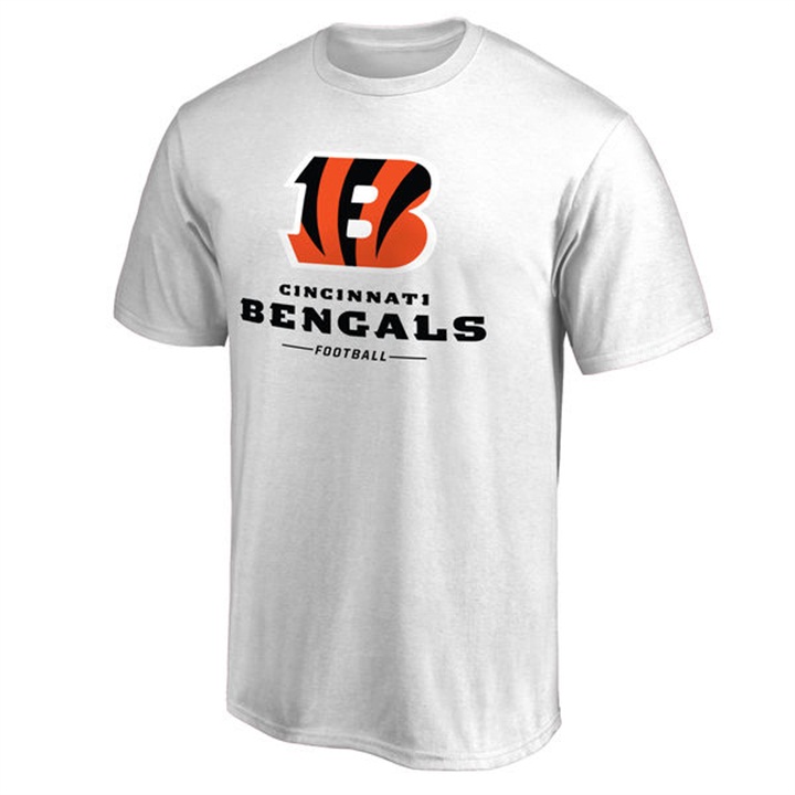 Mens Cincinnati Bengals White Team Lockup Wordmark T-shirt