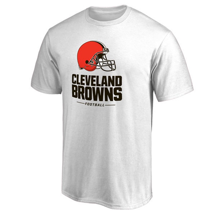 Mens Cleveland Browns White Team Lockup Wordmark T-shirt