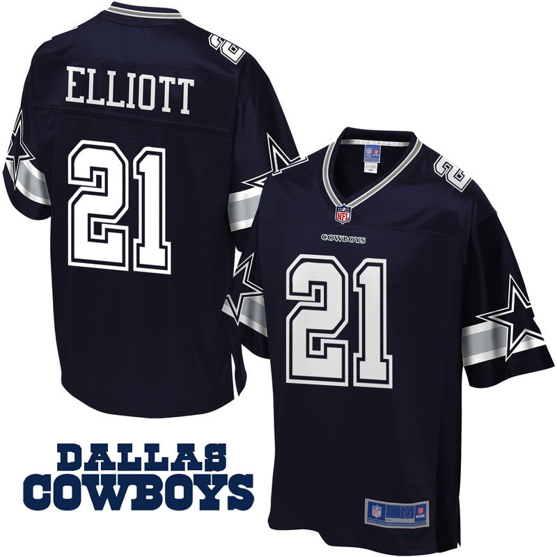 Mens Dallas Cowboys #21 Ezekiel Elliott Pro Line Navy Player Jersey