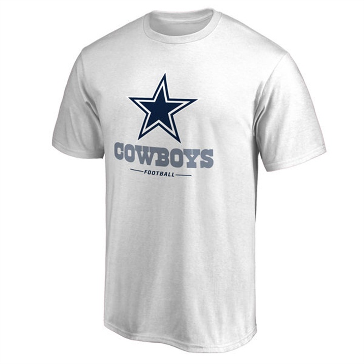 Mens Dallas Cowboys White Team Lockup Wordmark T-shirt