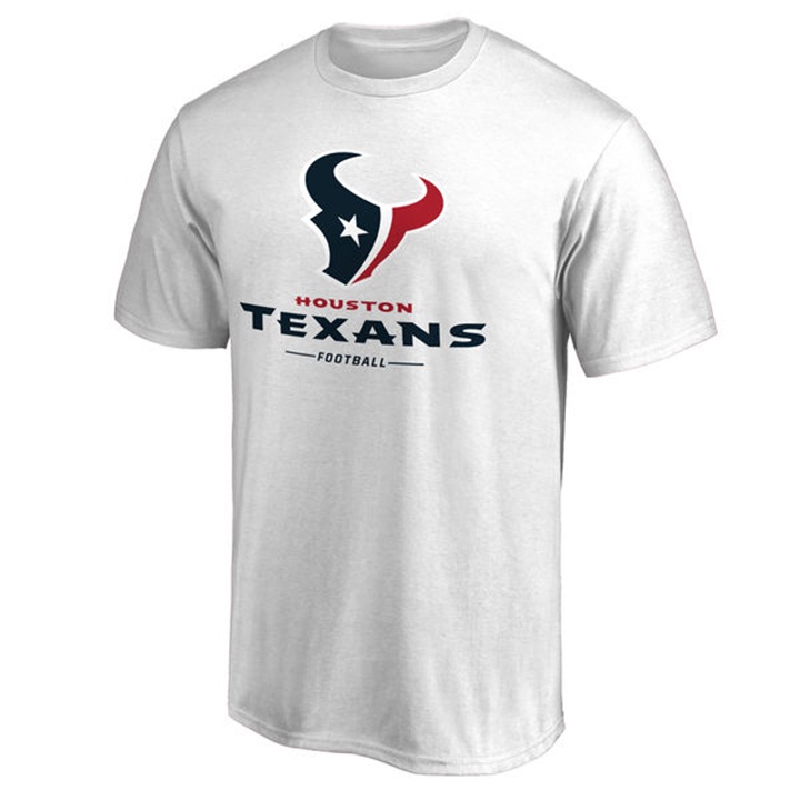 Mens Houston Texans White Team Lockup Wordmark T-shirt