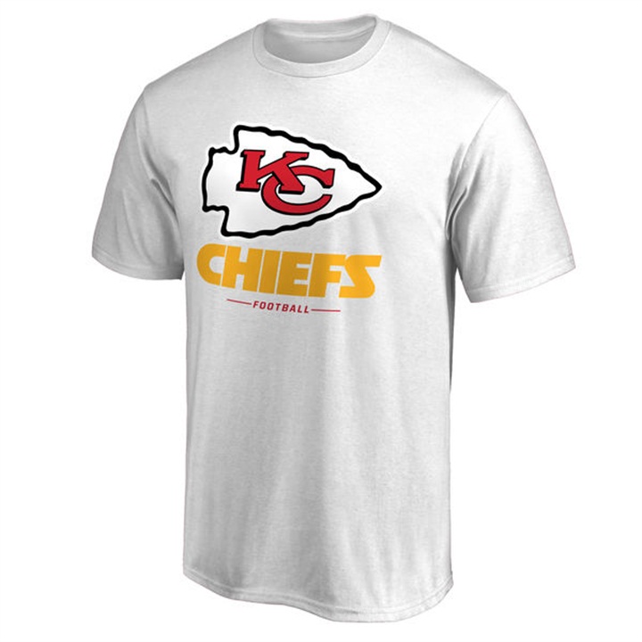 Mens Kansas City Chiefs White Team Lockup Wordmark T-shirt