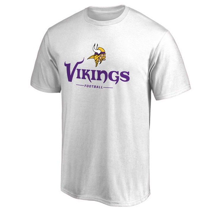 Mens Minnesota Vikings White Team Lockup Wordmark T-shirt