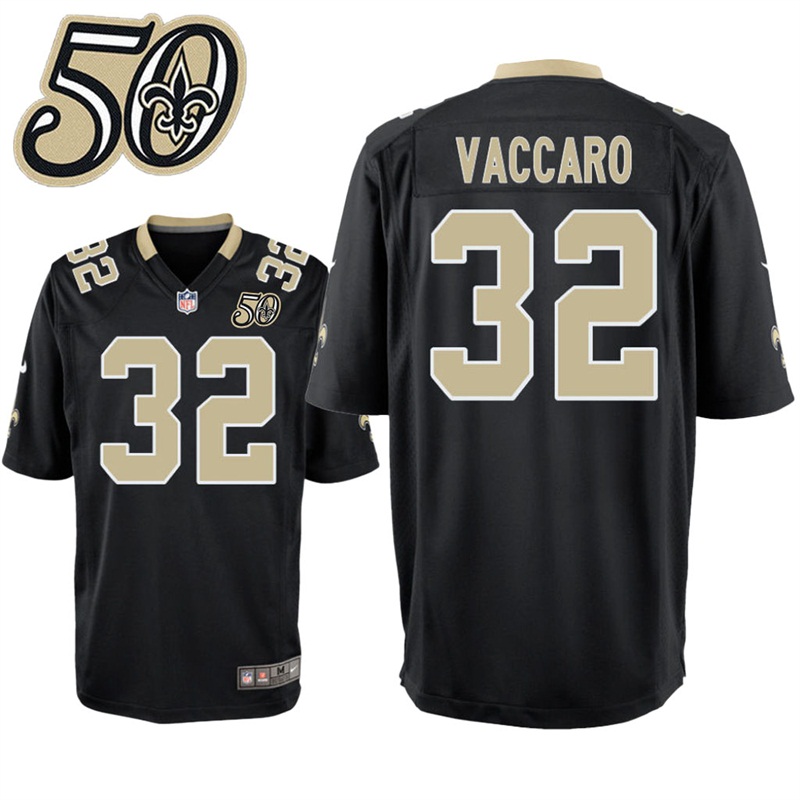 Mens New Orleans Saints #32 Kenny Vaccaro Black 50th Anniversary Game Jersey