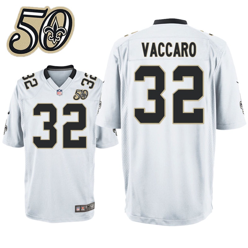 Mens New Orleans Saints #32 Kenny Vaccaro White 50th Anniversary Game Jersey