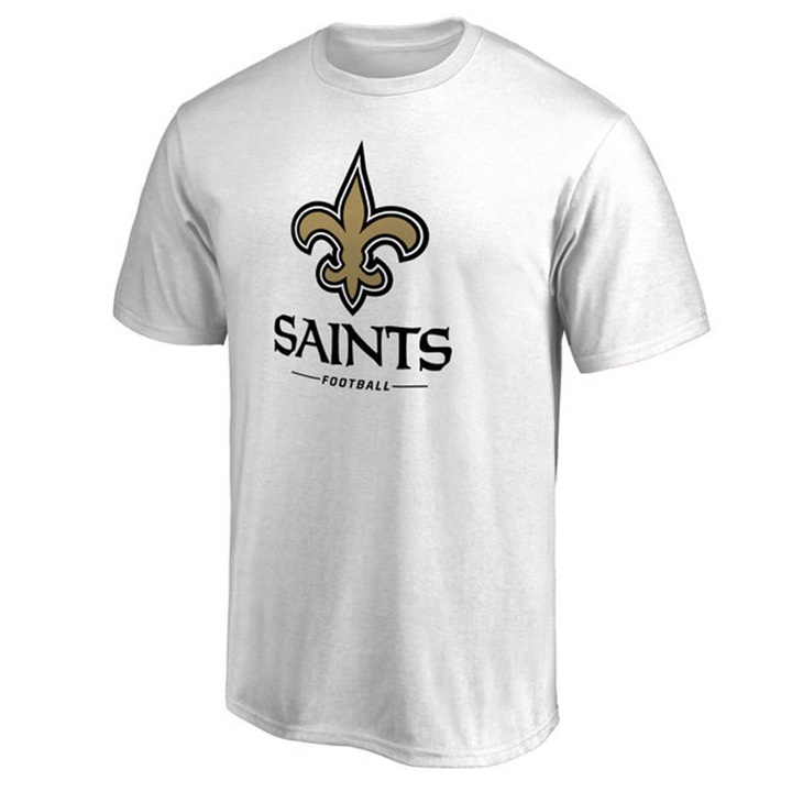 Mens New Orleans Saints White Team Lockup Wordmark T-shirt