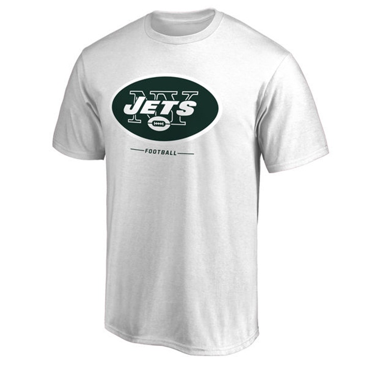 Mens New York Jets White Team Lockup Wordmark T-shirt